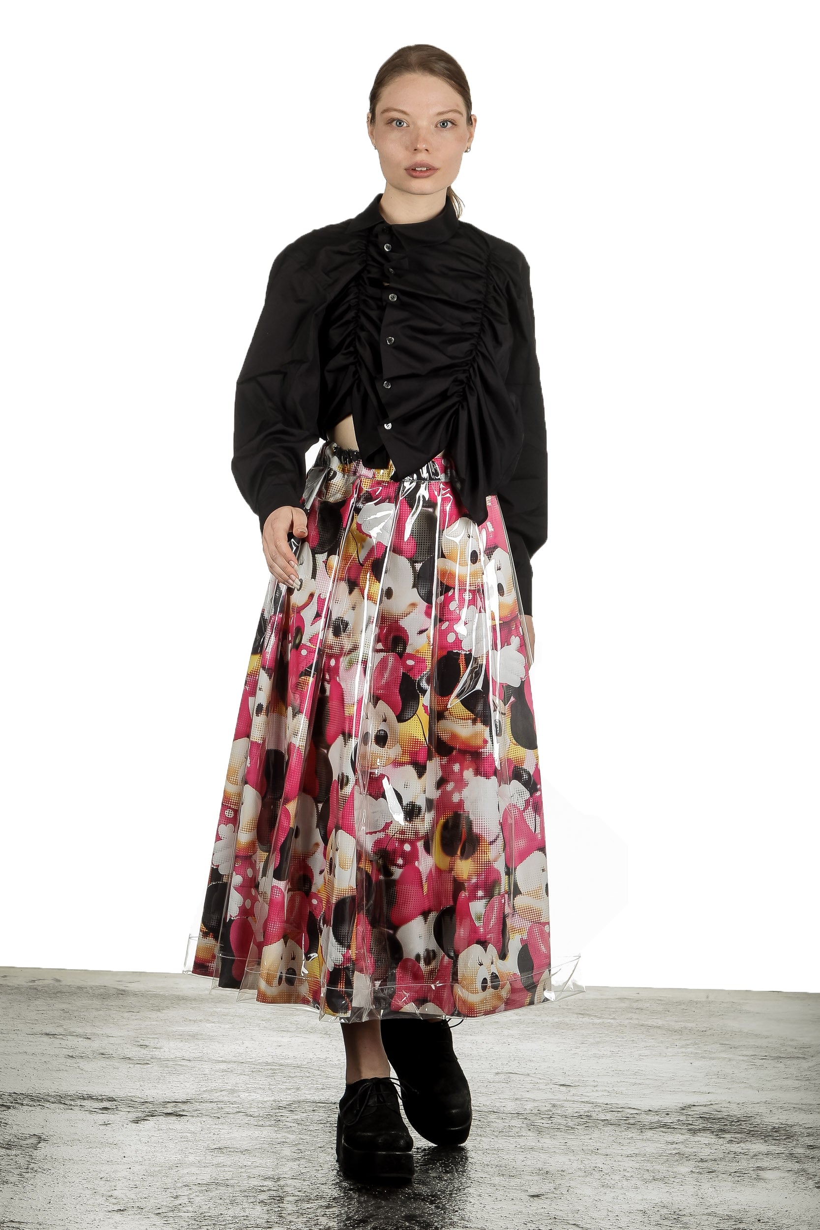 Comme Des Garçons Damen asymmetrisches Gerafftes Hemd schwarz