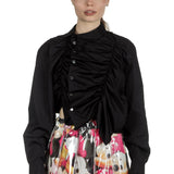 Comme Des Garçons Damen asymmetrisches Gerafftes Hemd schwarz