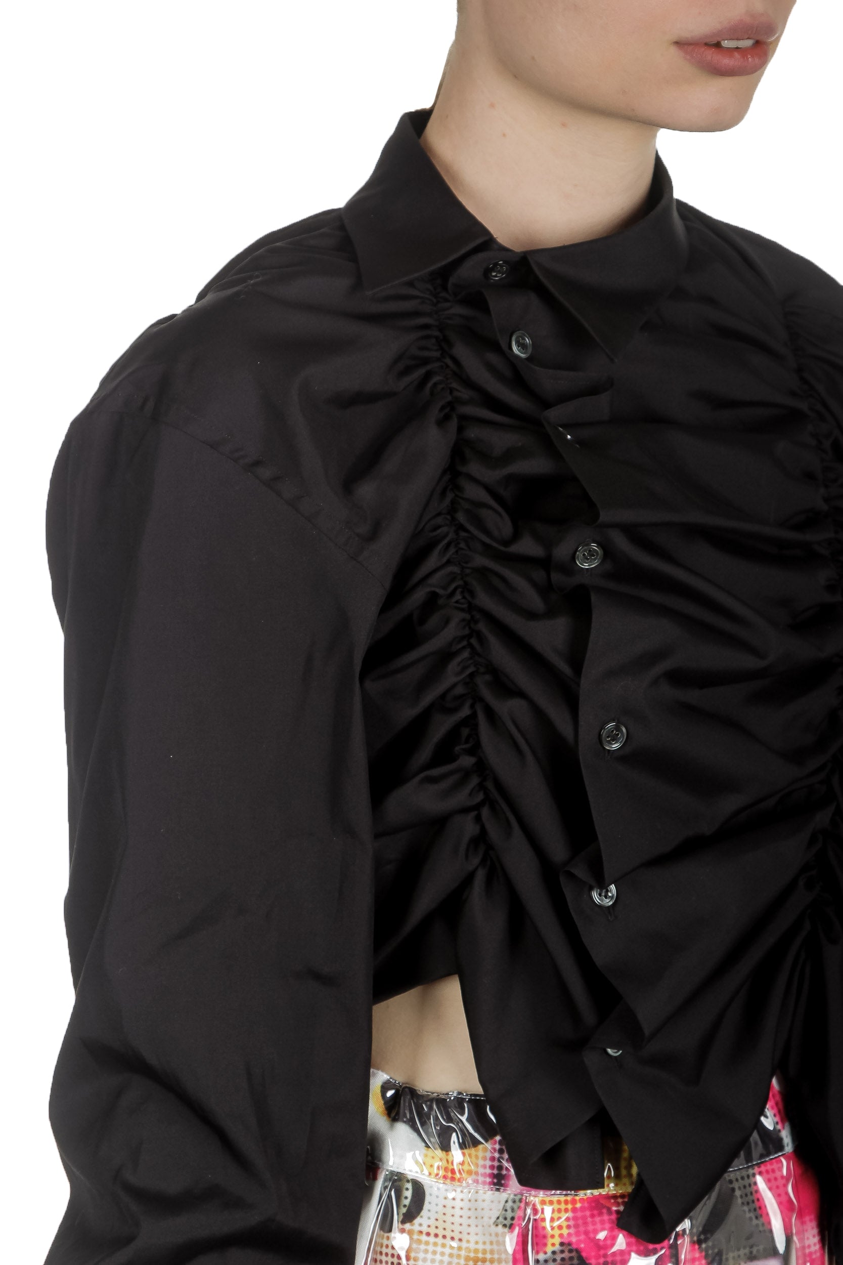 Comme Des Garçons Damen asymmetrisches Gerafftes Hemd schwarz