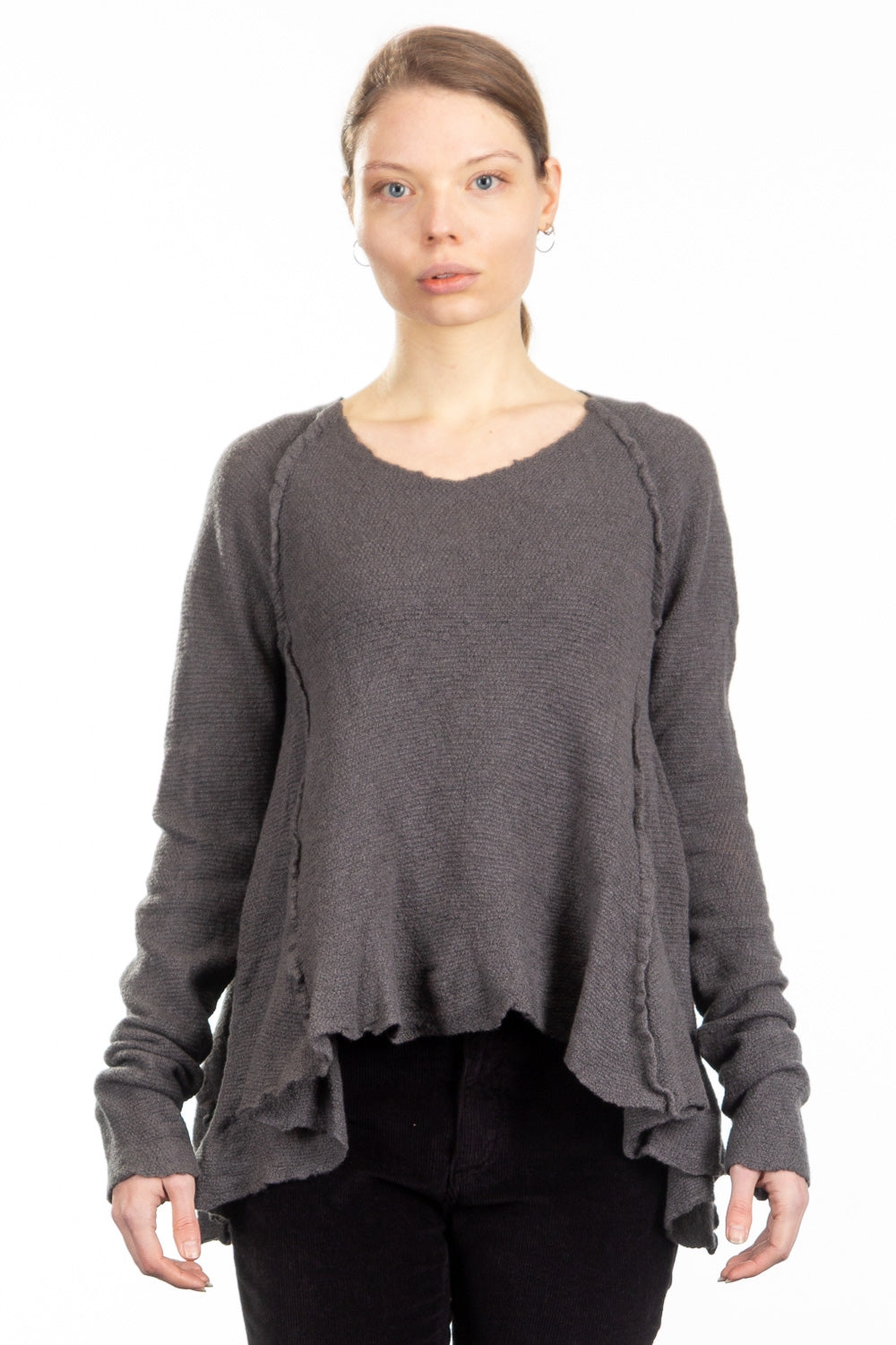 Rundholz DIP Damen A-Linien Pullover grau cedar