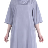 Katharina Hovman Damen Taft Kleid A-Linie ausgestellter Kragen platin grau