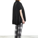 Rundholz Damen Bluse Kurzarm oversized schwarz