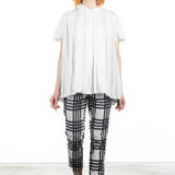 Rundholz Damen Bluse Kurzarm oversized weiß