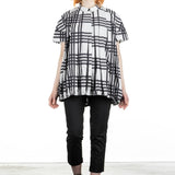 Rundholz Damen Bluse Kurzarm oversized schwarz/weiß