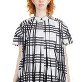 Rundholz Damen Bluse Kurzarm oversized schwarz/weiß