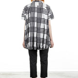 Rundholz Damen Bluse Kurzarm oversized schwarz/weiß