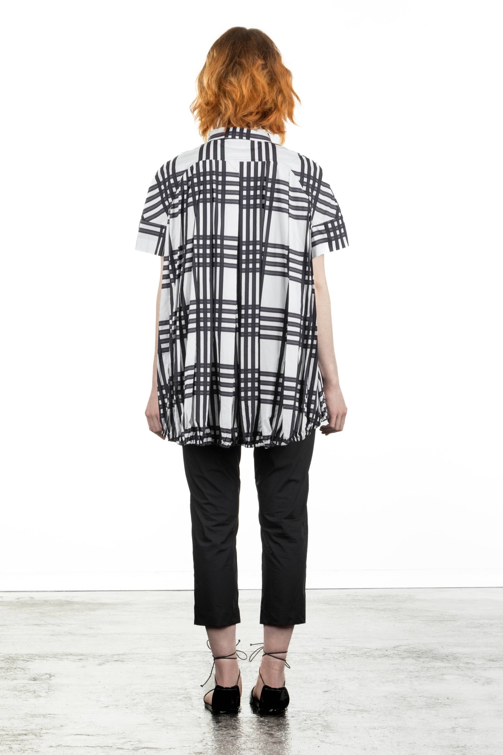 Rundholz Damen Bluse Kurzarm oversized schwarz/weiß