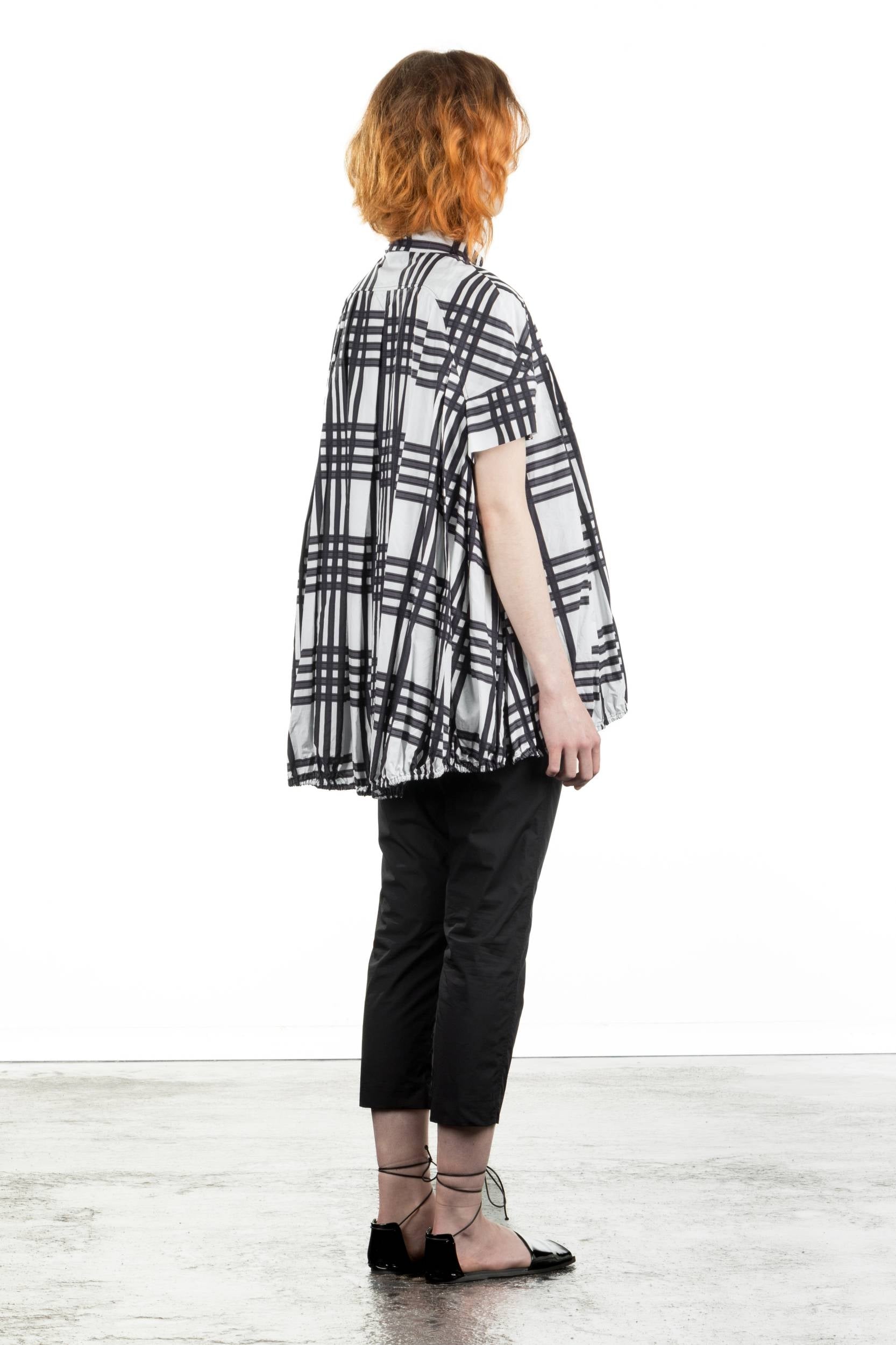 Rundholz Damen Bluse Kurzarm oversized schwarz/weiß