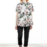 Rundholz Damen Bluse Kurzarm ausgestellt fraise print