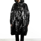 Rundholz Damen Lack Mantel Oversized schwarz