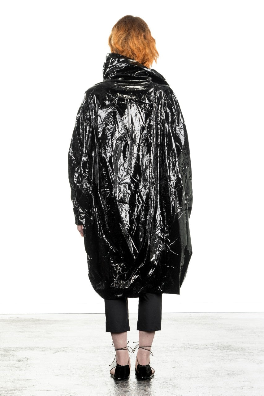 Rundholz Damen Lack Mantel Oversized schwarz