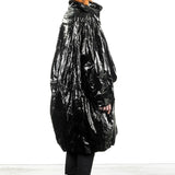 Rundholz Damen Lack Mantel Oversized schwarz