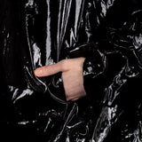 Rundholz Damen Lack Mantel Oversized schwarz
