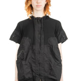 Rundholz Dip Damen Jacke mit Kapuze kurzarm oversized schwarz