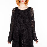 Rundholz Damen Hand-Strick Tunika schwarz