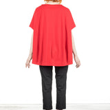 Rundholz Damen Kurzarm Shirt Oversized rot