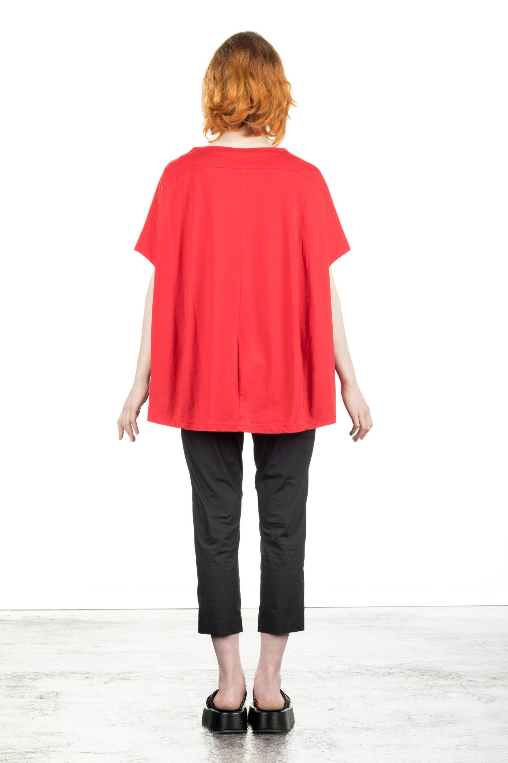 Rundholz Damen Kurzarm Shirt Oversized rot
