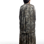 Uma Wang Bluse Olive floral Rückansicht