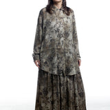 Uma Wang Bluse Olive floral Vorderansicht