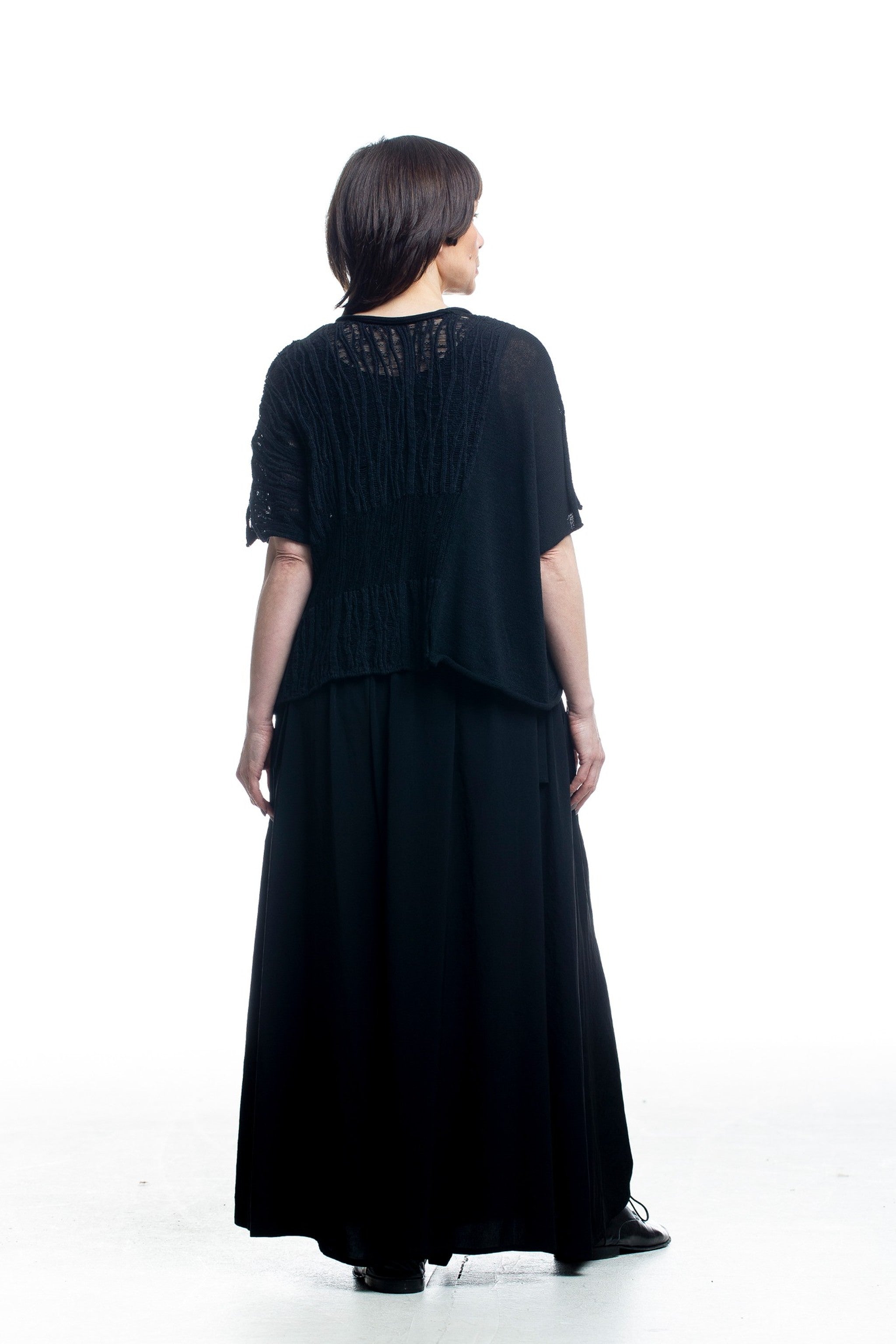 Y’s Yamamoto Stricktop – Rückansicht, Schwarz