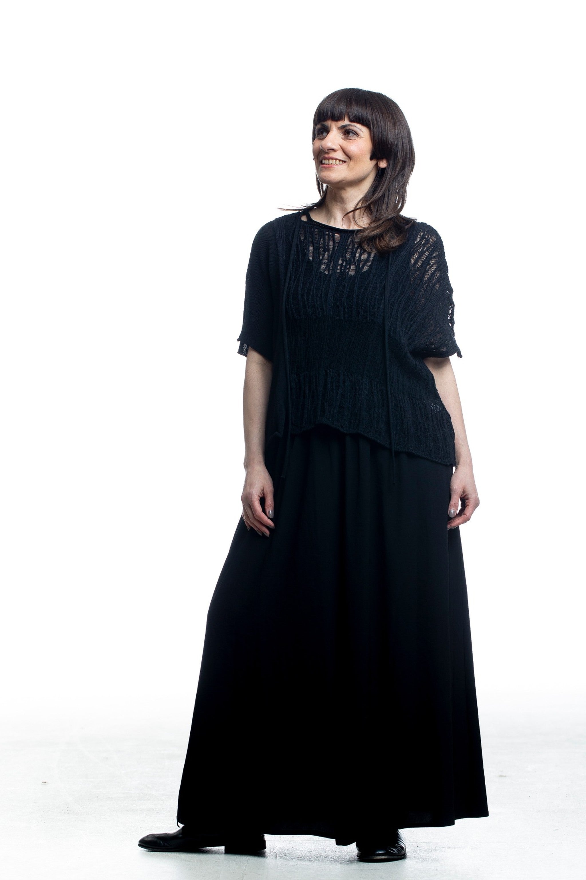 Y’s Yamamoto Stricktop – Frontansicht, Schwarz