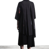 Yohji Yamamoto women's blouse long half-sleeve black with print