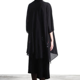 Yohji Yamamoto women's blouse long half-sleeve black with print