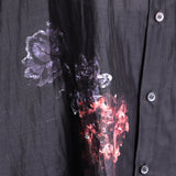 Yohji Yamamoto women's blouse long half-sleeve black with print