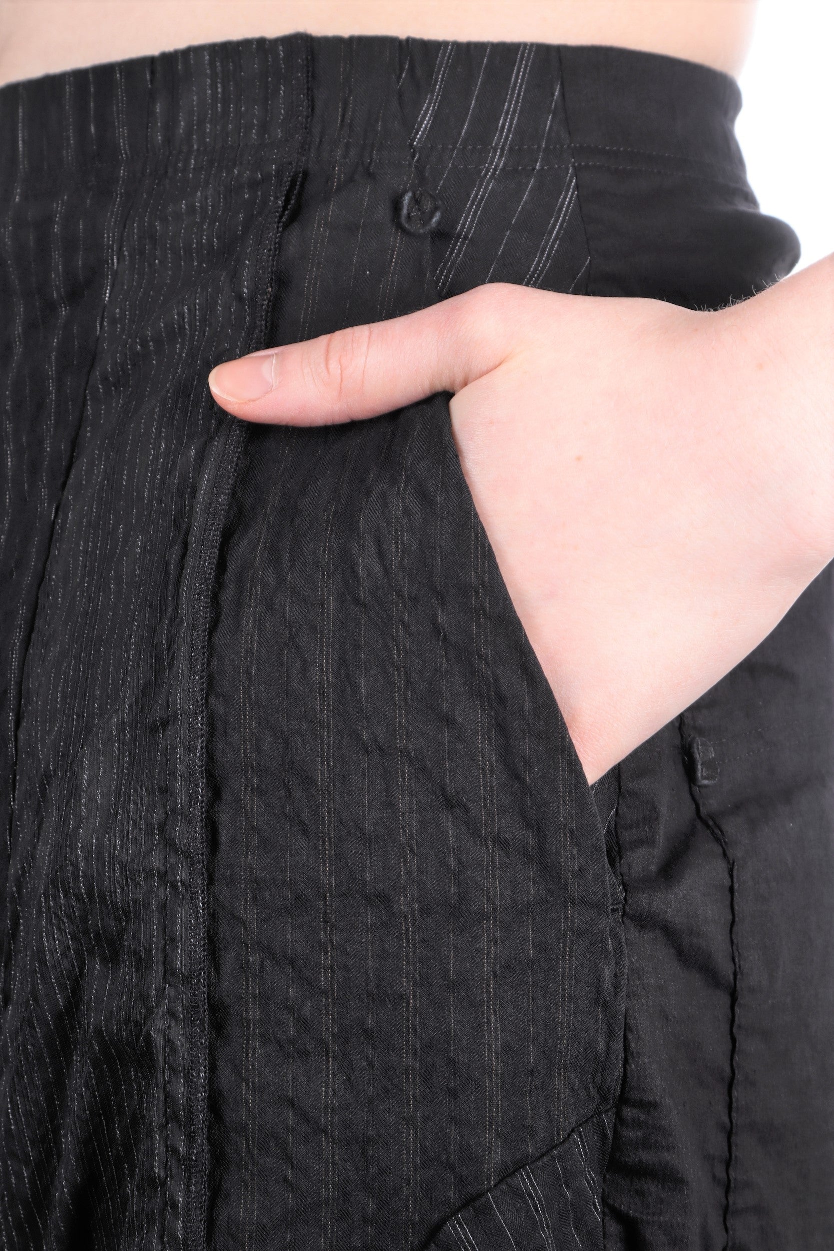 Rundholz Damen 7/8 Sarouel Hose Nadelstreifen schwarz