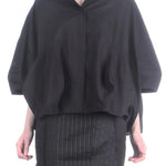 Rundholz Damen Bluse Baumwolle oversized schwarz