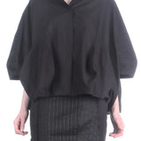 Rundholz Damen Bluse Baumwolle oversized schwarz
