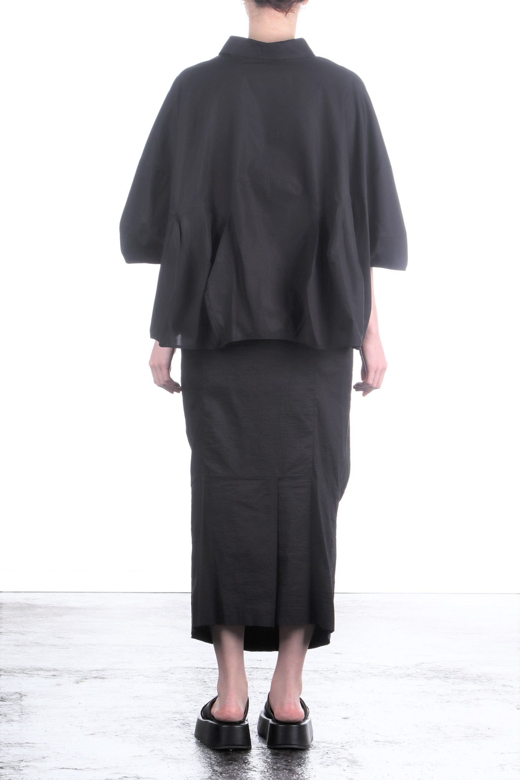 Rundholz Damen Bluse Baumwolle oversized schwarz