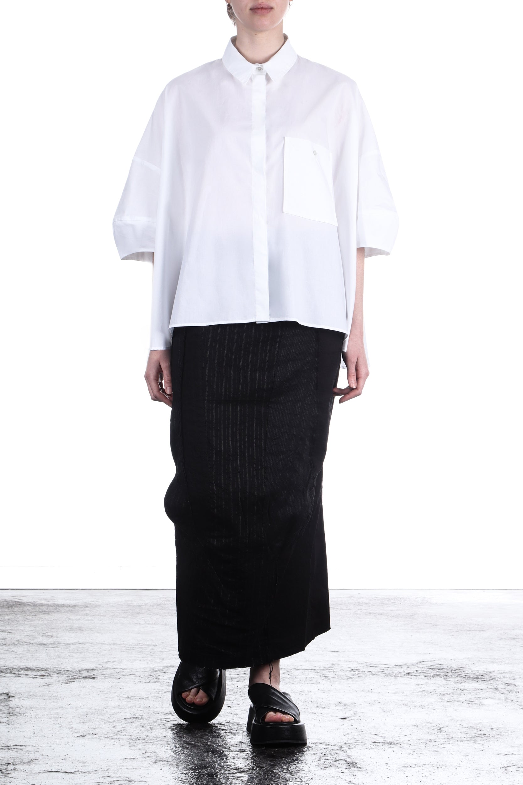 Rundholz Damen Bluse Baumwolle oversized weiß