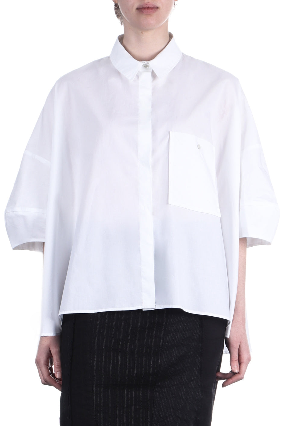 Rundholz Damen Bluse Baumwolle oversized weiß