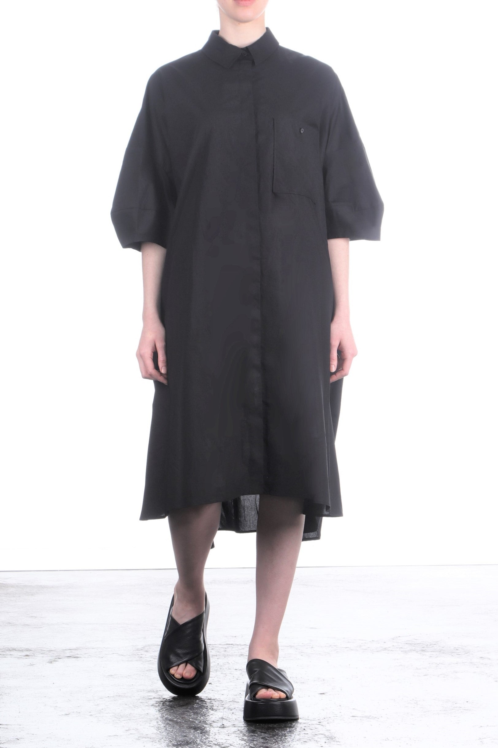 Rundholz Damen Hemd-Kleid Oversized schwarz