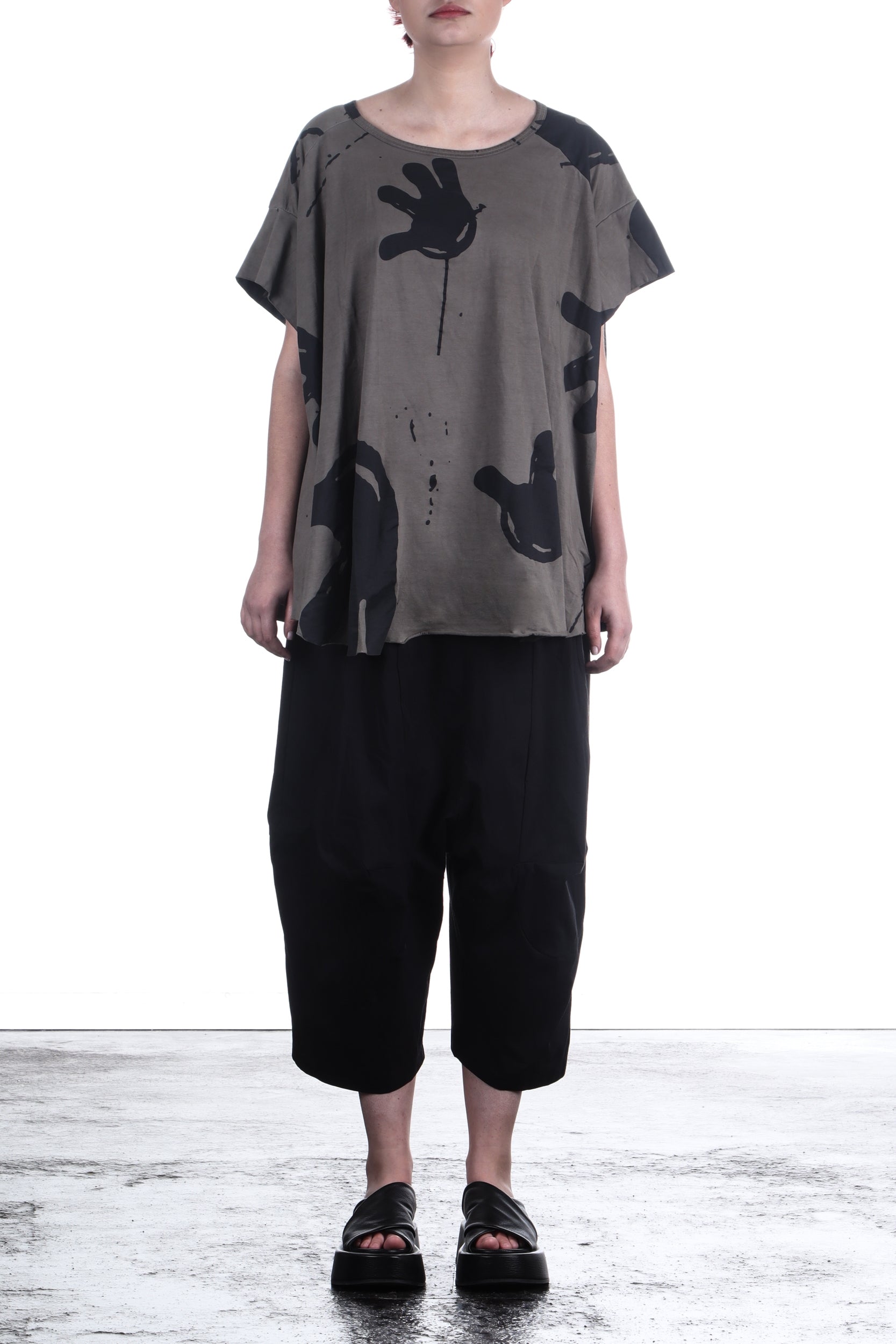 Rundholz Damen Kurzarm Shirt Oversize ash print