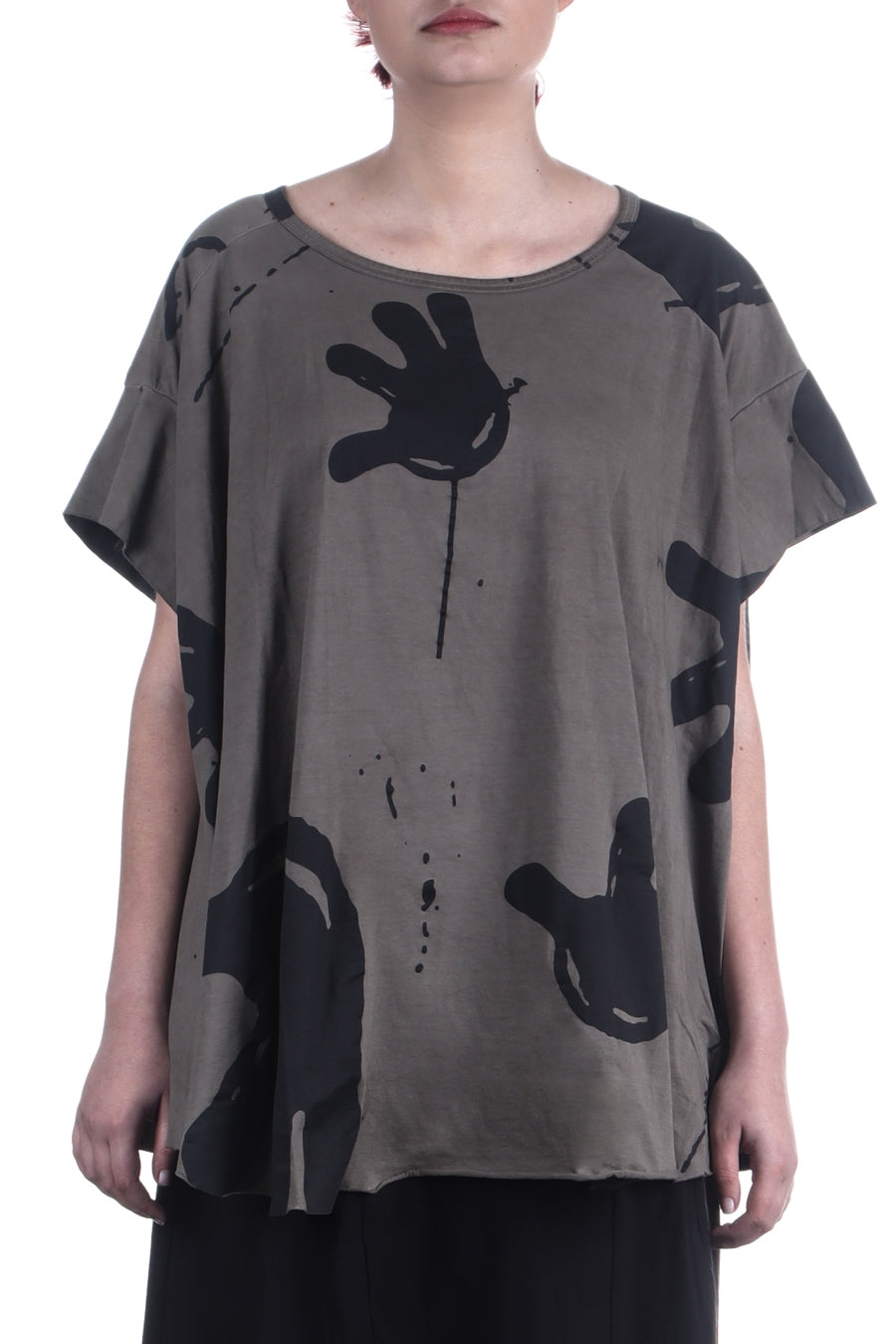 Rundholz Damen Kurzarm Shirt Oversize ash print