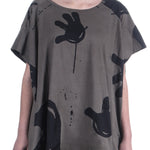 Rundholz Damen Kurzarm Shirt Oversize ash print