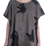 Rundholz Damen Kurzarm Shirt Oversize ash print