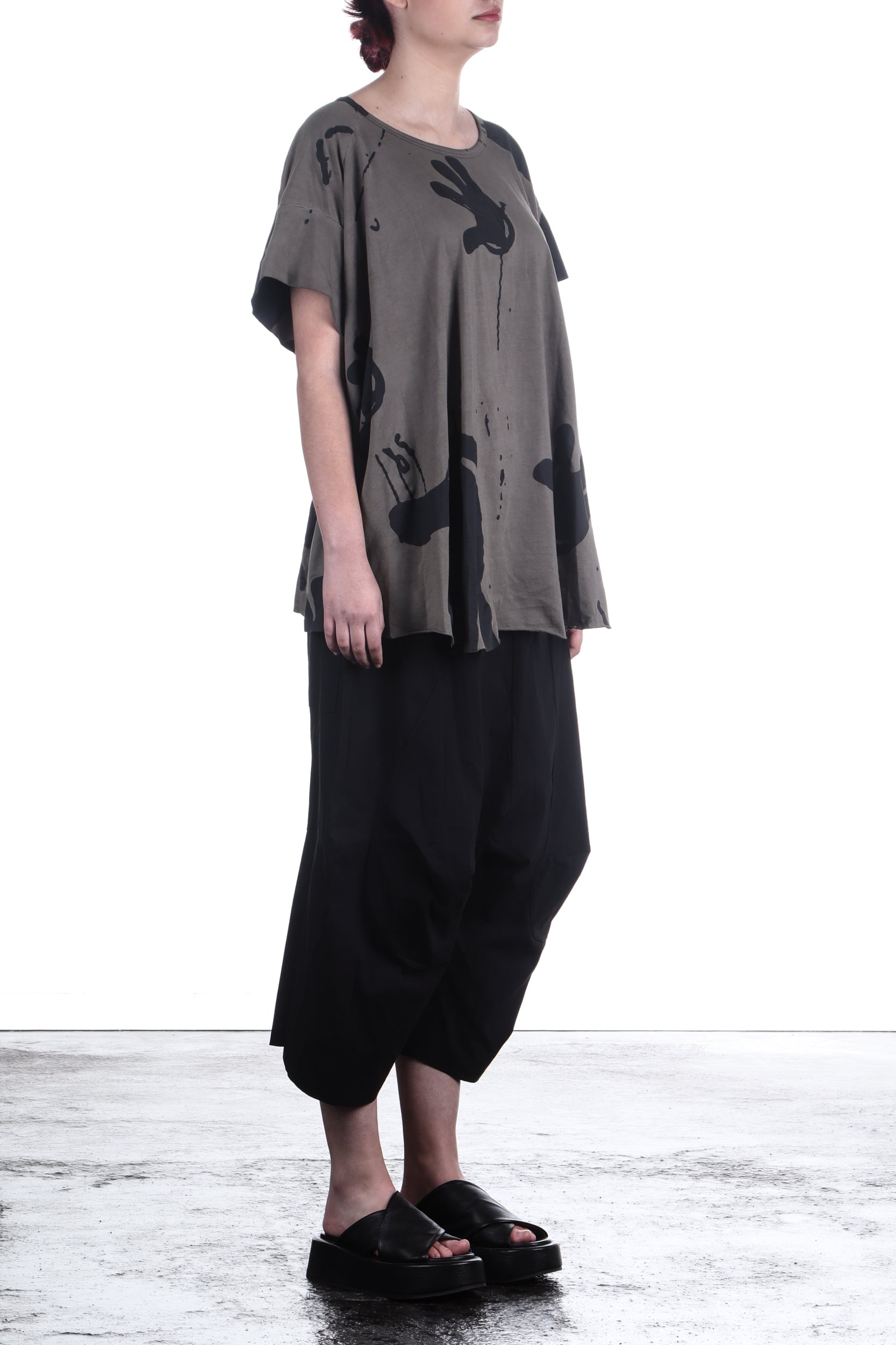 Rundholz Damen Kurzarm Shirt Oversize ash print