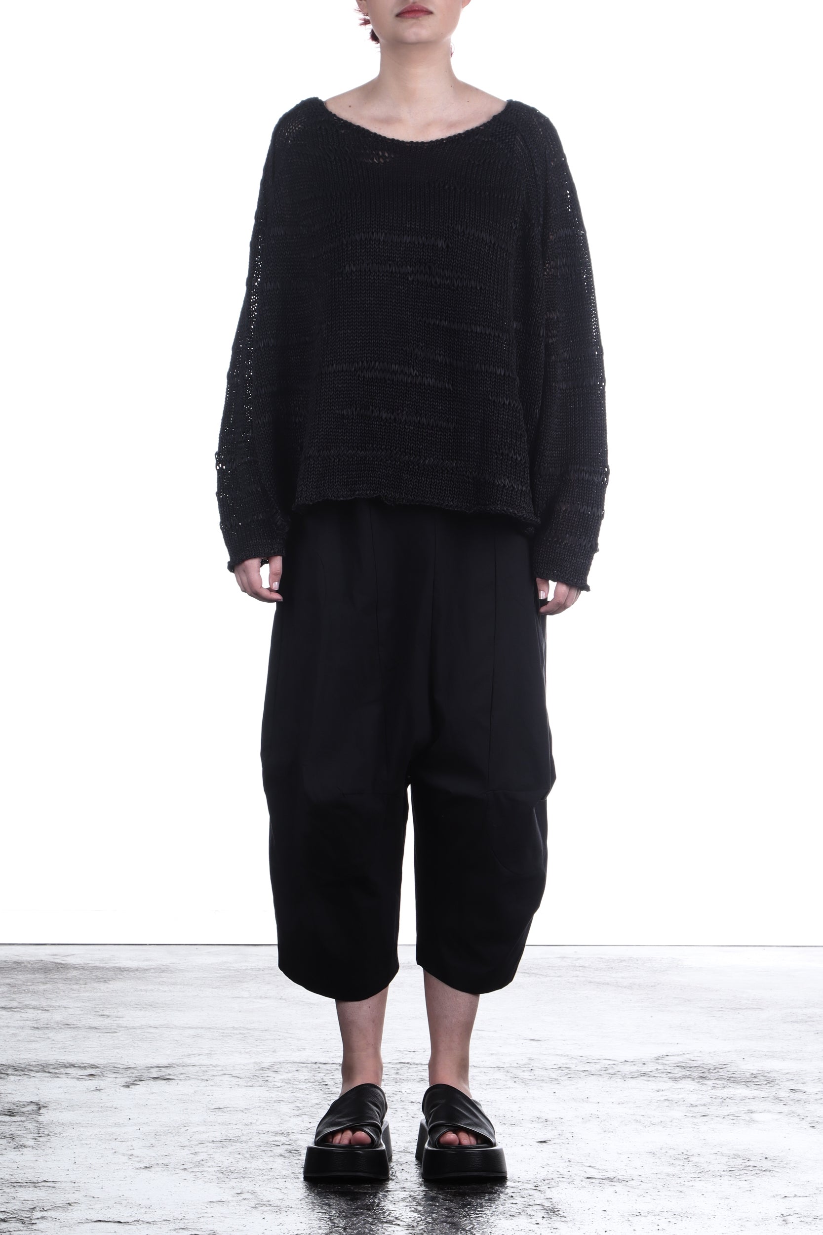 Rundholz Damen Pullover Semi Transparent oversize schwarz