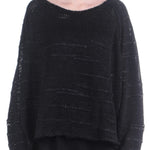 Rundholz Damen Pullover Semi Transparent oversize schwarz