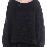 Rundholz Damen Pullover Semi Transparent oversize schwarz