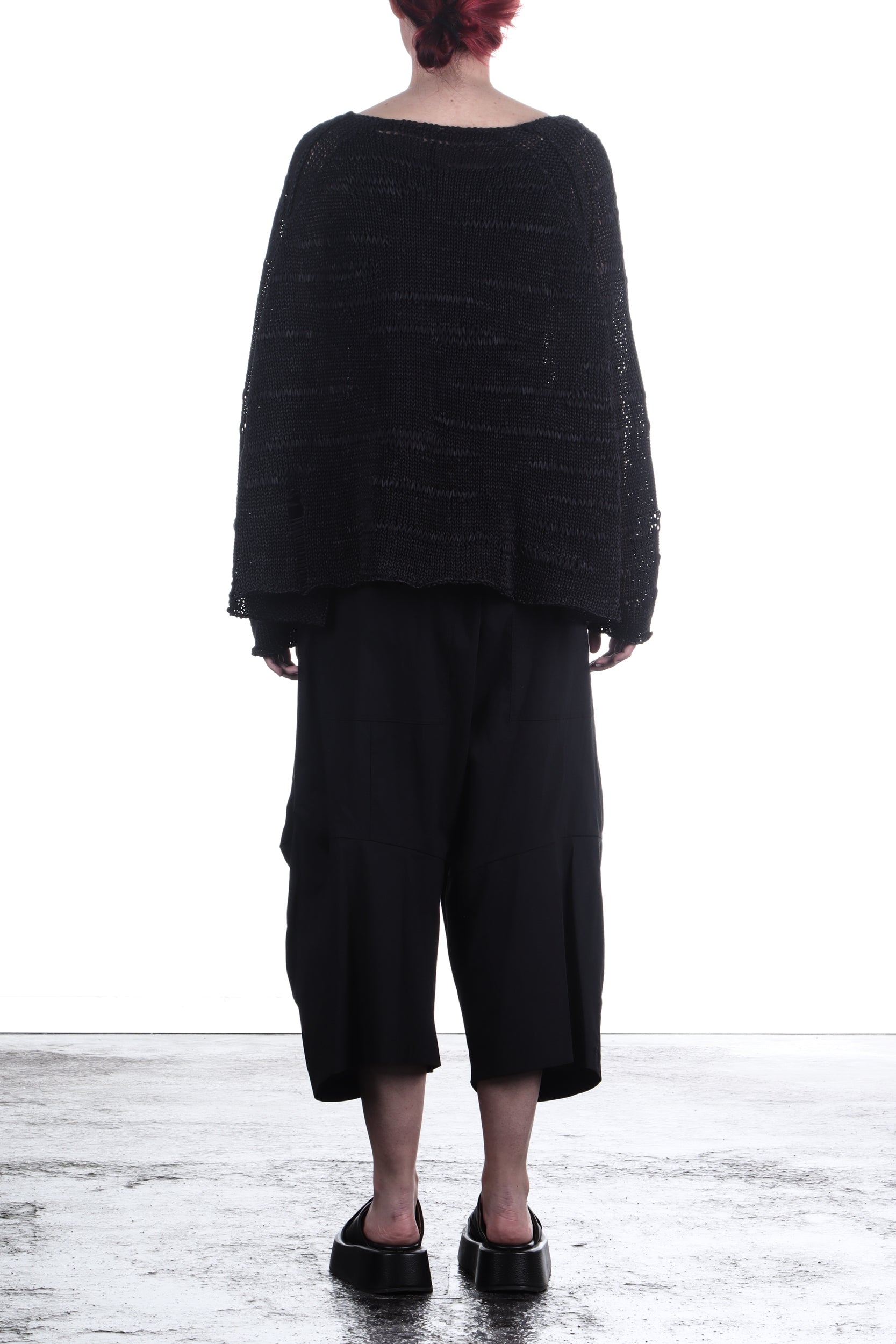 Rundholz Damen Pullover Semi Transparent oversize schwarz