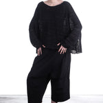 Rundholz Damen Pullover Semi Transparent oversize schwarz