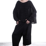 Rundholz Damen Pullover Semi Transparent oversize schwarz