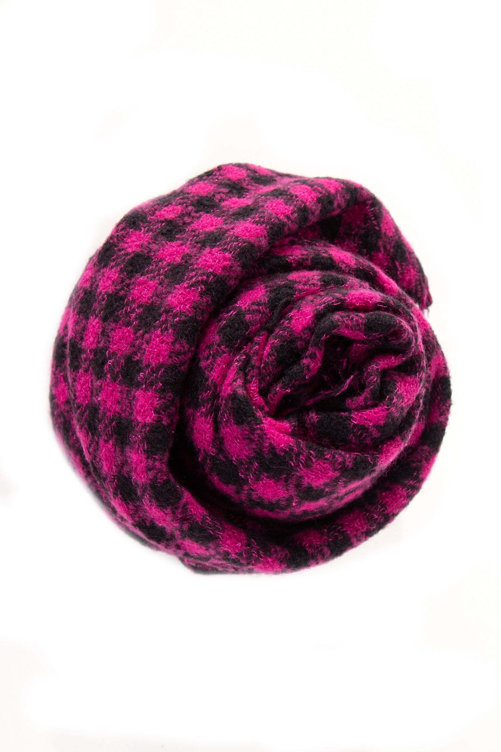 Faliero Sarti Gestrickter Schal 'Paolo' Kaschmir-Mix Karo Pink-Schwarz