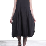 Rundholz Damen Stretchkleid mit Ballonrock schwarz