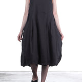 Rundholz Damen Stretchkleid mit Ballonrock schwarz