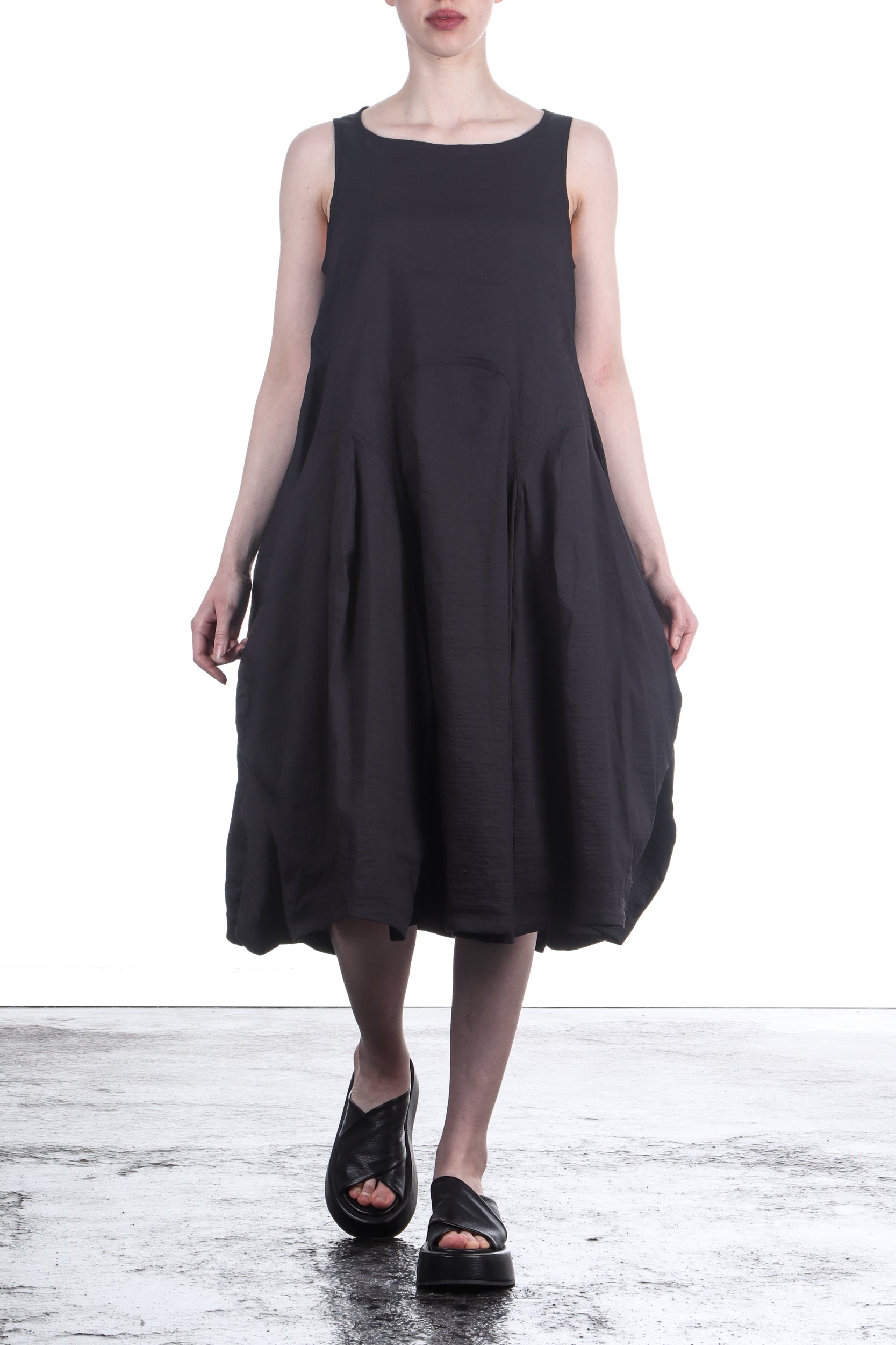 Rundholz Damen Stretchkleid mit Ballonrock schwarz